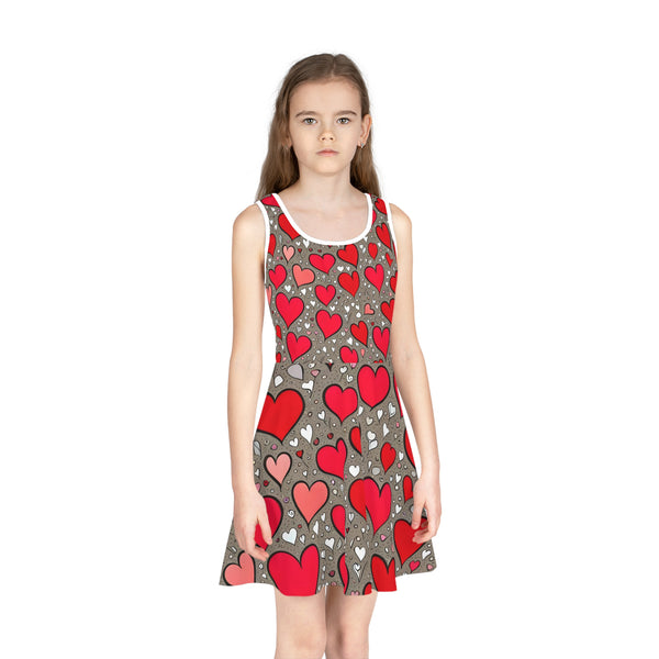 Heart Girls' Sleeveless Sundress (AOP)