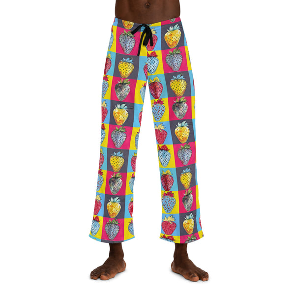 Pop Art Strawberry Men's Pajama Pants (AOP)