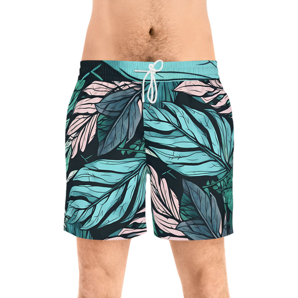 Tropical Vibe Men's Mid-Length Swim Shorts (AOP)