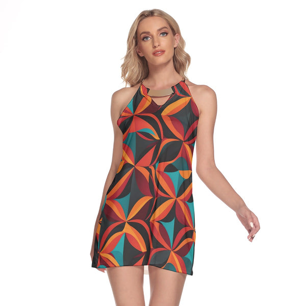 All-Over Print Women's Round Neck Above Knee Dress