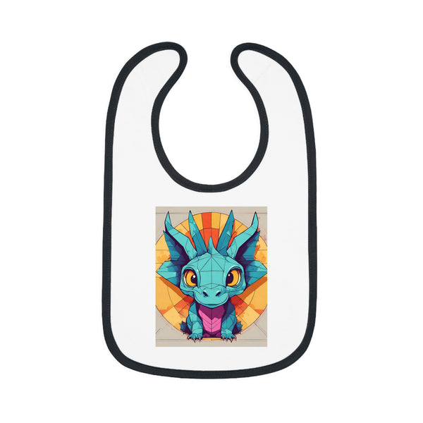 Cute Dragon Zodiac Baby Contrast Trim Jersey Bib