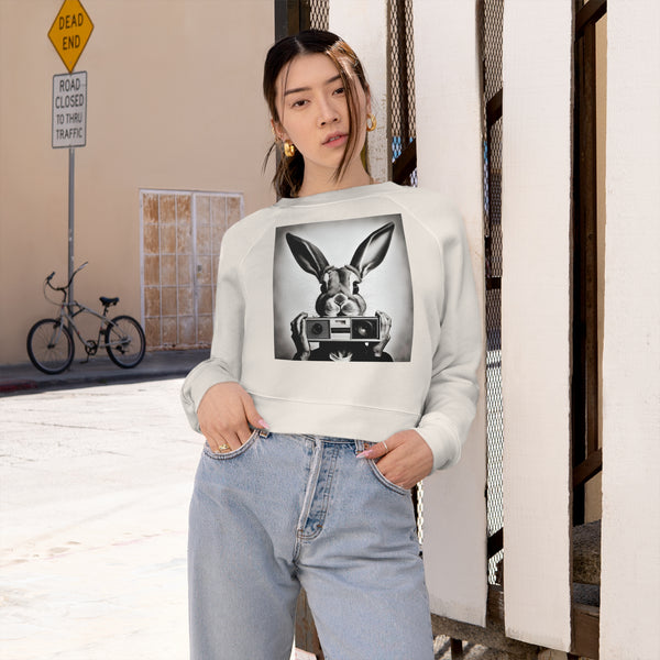 Cute Bunny Women's Cropped Fleece Pullover