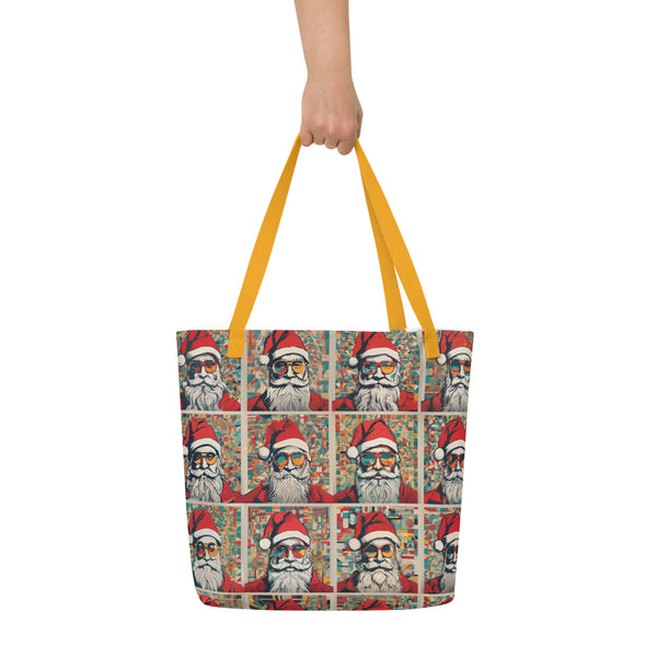 All-Over Print Christmas Santa Art Pattern Large Tote Bag