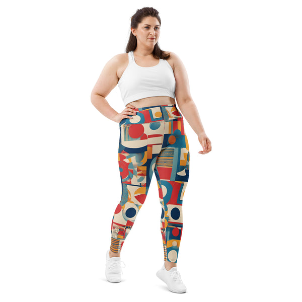 Artsy Colorful Abstract Art - All-Over Print Plus Size Leggings - Pilates - Yoga - Gym