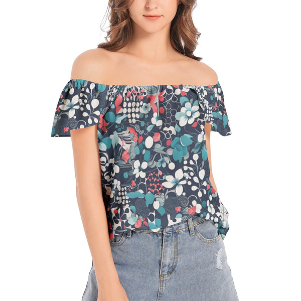 Floral Fusion Women's Off The Shoulder T-shirt